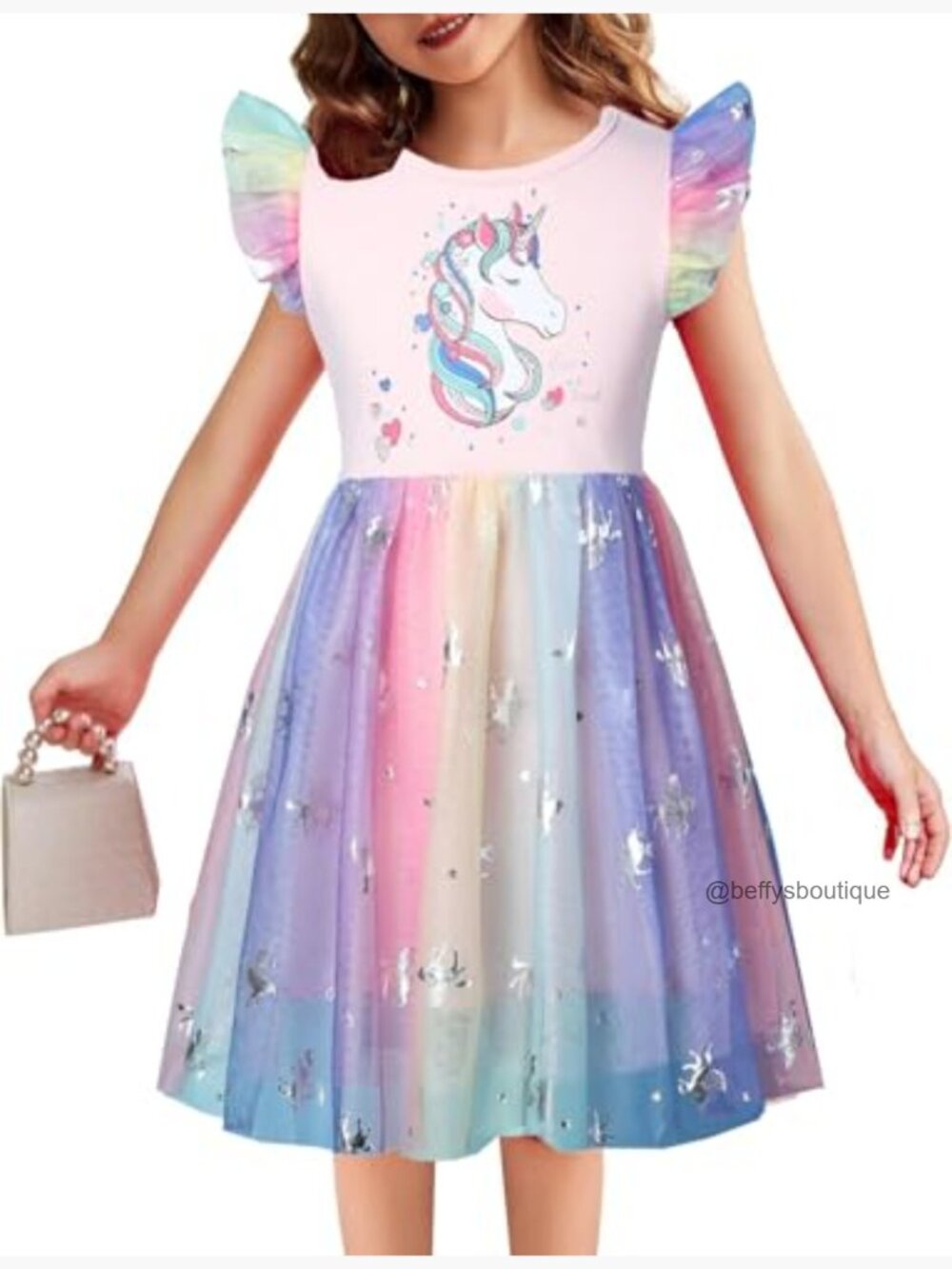 Girls Tulle Tutu Princess Party Dress Unicorn Birthday Tutu Skirt - Picture 2 of 7